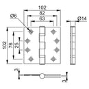 Arrone 102x102mm (4" x 4") Grade 13 Ball Bearing Butt Hinges (pair) - SSS