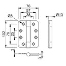 Arrone 102x76mm (4" X 3") Grade 13 Concealed Bearing Butt Hinge with Radiused Corners (1.5 pair) - SSS
