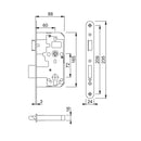 Arrone AR910 DIN Style Mortice Sashlock with Radius Forend - 88mm Case - 60mm Backset - SSS