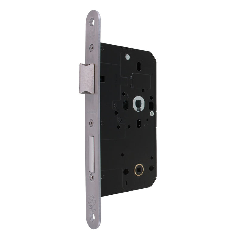 Arrone AR913 DIN Style Bathroom Lock with Radius Forend - 88mm Case - 60mm Backset - SSS