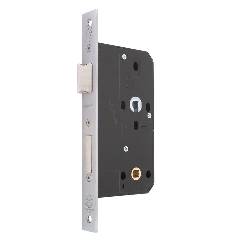 Arrone AR913 DIN Style Bathroom Lock with Square Forend - 88mm Case - 60mm Backset - SSS