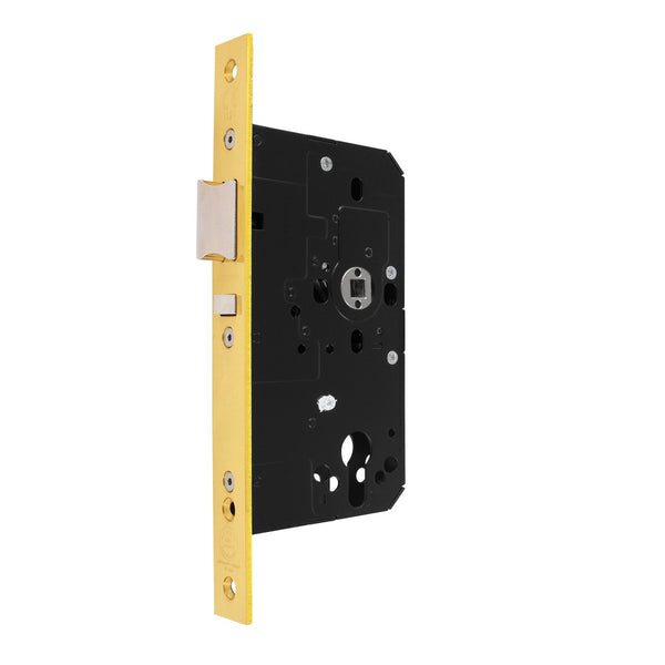 Arrone AR914 DIN Style Euro Nightlatch with Square Forend - 88mm Case - 60mm Backset - PB