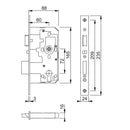 Arrone AR915 DIN Style Euro Escape Lock with Square Forend - 88mm Case - 60mm Backset - PB