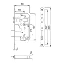 Arrone AR916 DIN Style Euro Deadlock with Rollerbolt and Radius Forend - 88mm Case - 60mm Backset - SSS