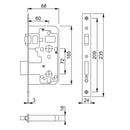 Arrone AR916 DIN Style Euro Deadlock with Rollerbolt and Square Forend - 88mm Case - 60mm Backset - SSS