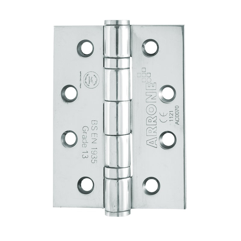 Arrone 102x76mm (4" x 3") Grade 13 Ball Bearing Butt Hinges with Square Corners (pair) - PSS