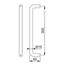 Arrone 19mmØ "D" Bolt Through Fixing Pull Handle 300mm - Grade 304 Satin Stainless Steel