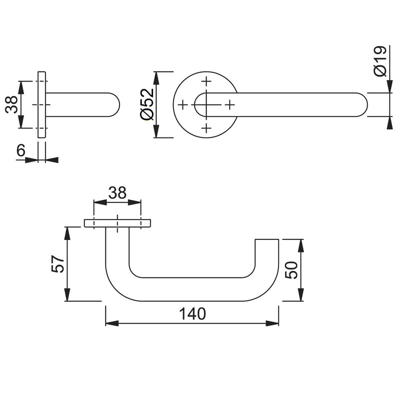 Arrone 19mmØ Return to Door Lever Handles on Sprung Round Rose - Grade 304 SSS