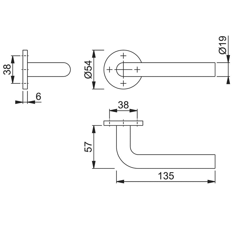 Arrone Straight Lever Handles on Sprung Round Rose - Grade 304 SSS