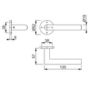Arrone Mitred Lever Handles on Sprung Round Rose - Grade 304 SSS