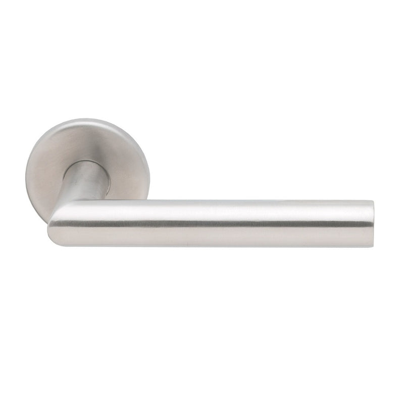 Arrone Mitred Lever Handles on Sprung Round Rose - Grade 304 SSS