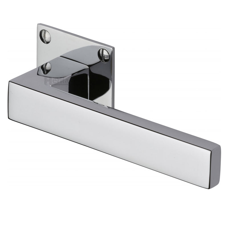 M.Marcus Bauhaus Delta Lever Handles on Square Rose - Polished Chrome