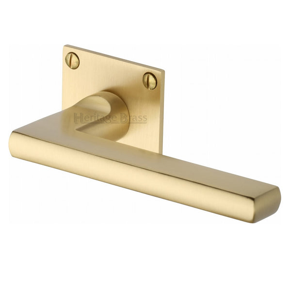 M.Marcus Trident Lever Handles on Square Rose - Satin Brass