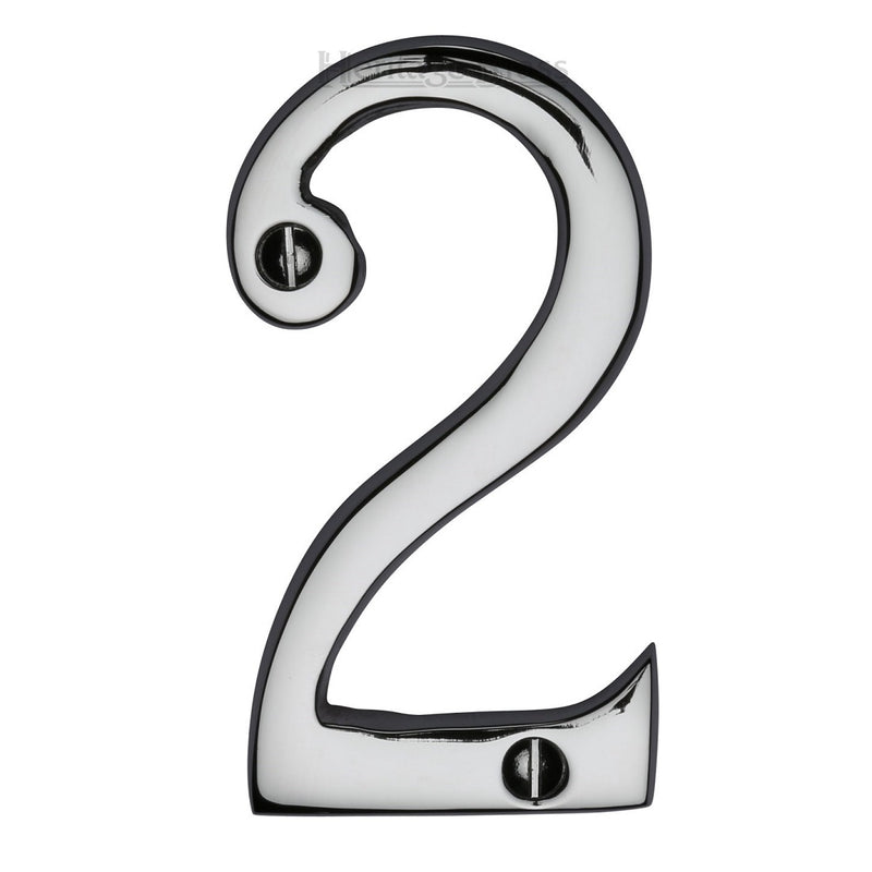 M.Marcus Screw Fixing Numeral '2' 76mm (3") - Polished Chrome