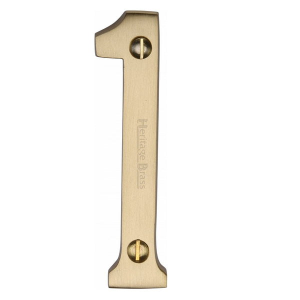 M.Marcus Screw Fixing Numeral '1' 76mm (3") - Satin Brass