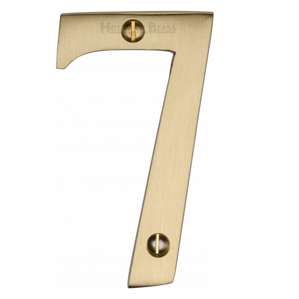 M.Marcus Screw Fixing Numeral '7' 76mm (3") - Satin Brass