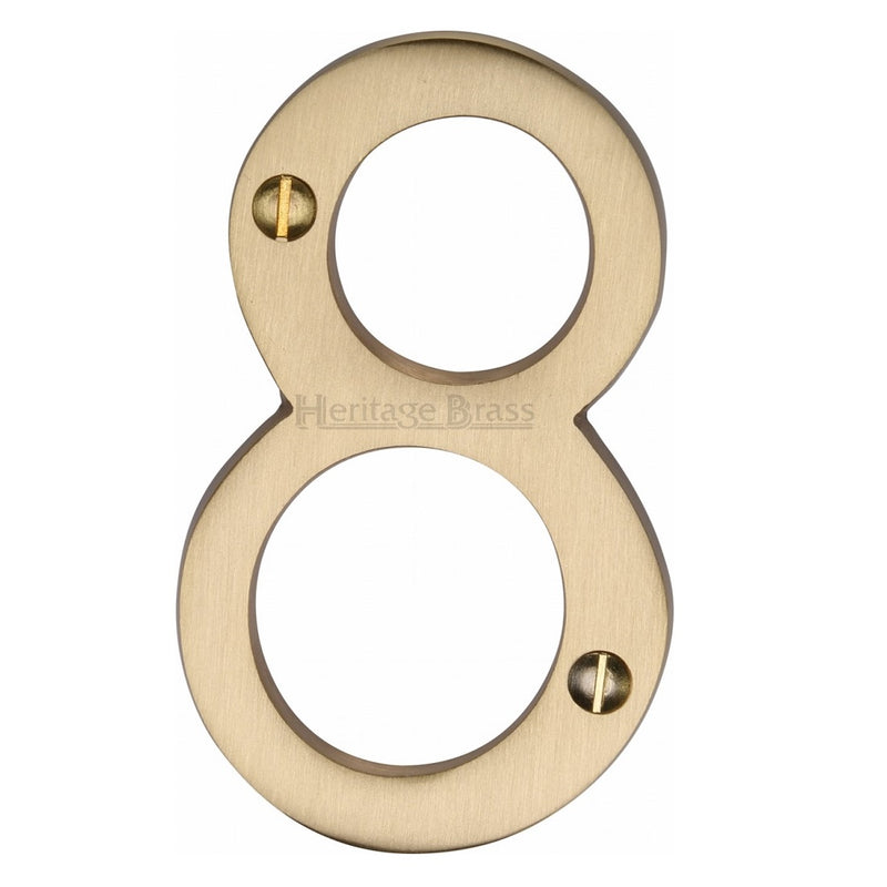 M.Marcus Screw Fixing Numeral '8' 76mm (3") - Satin Brass