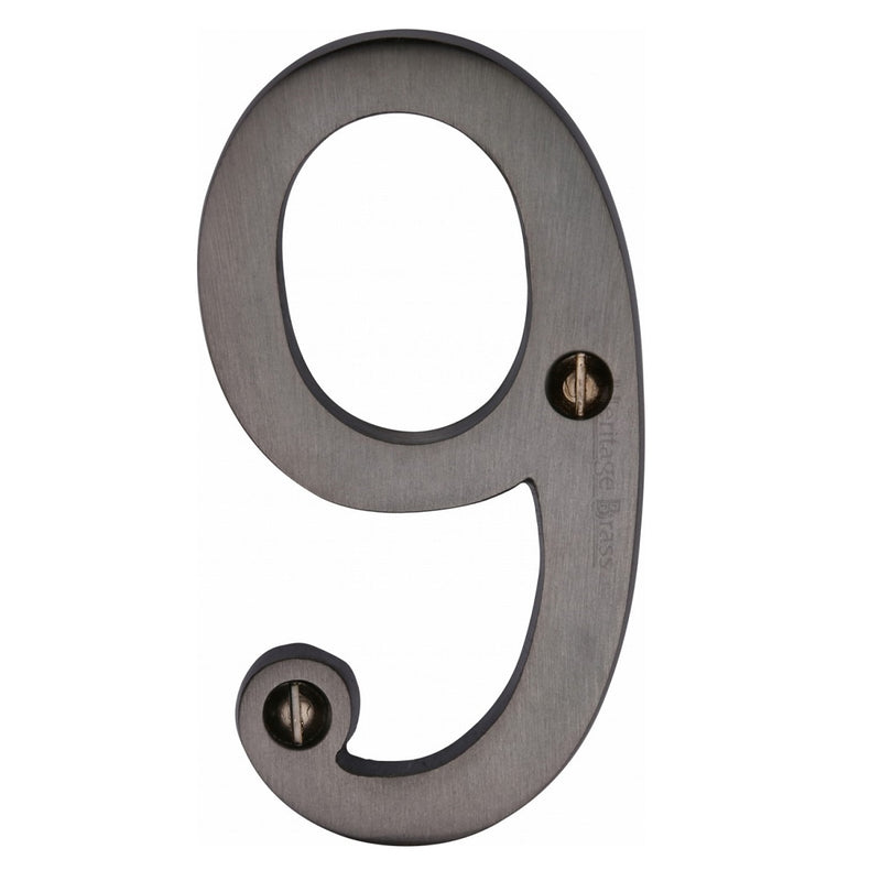 M.Marcus Screw Fixing Numeral '9' 76mm (3") - Matt Bronze