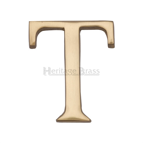 M.Marcus Pin Fixing Letter 'T' 51mm (2") - Polished Brass