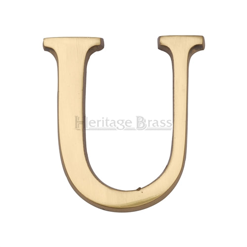 M.Marcus Pin Fixing Letter 'U' 51mm (2") - Polished Brass
