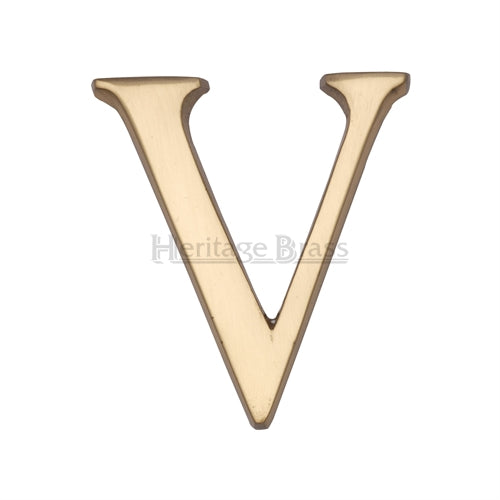 M.Marcus Pin Fixing Letter 'V' 51mm (2") - Polished Brass