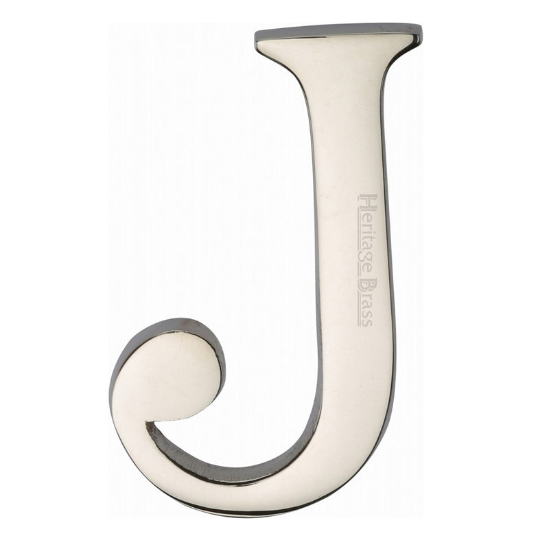 M.Marcus Pin Fixing Letter 'J' 51mm (2") - Polished Nickel