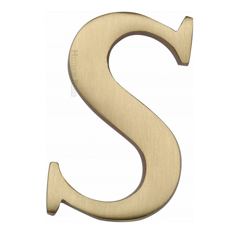 M.Marcus Pin Fixing Letter 'S' 51mm (2") - Satin Brass