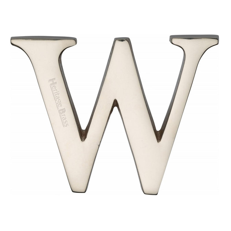 M.Marcus Pin Fixing Letter 'W' 51mm (2") - Polished Nickel