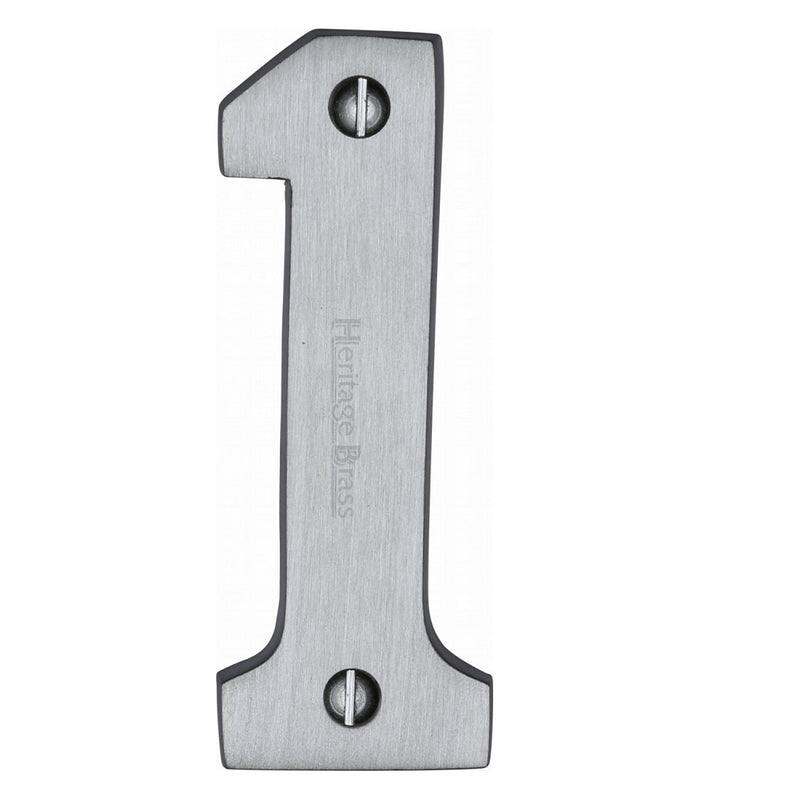 M.Marcus Screw Fixing Numeral '1' 76mm (3") - Satin Chrome