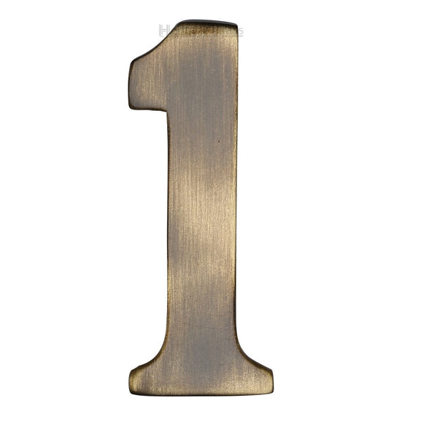 M.Marcus Self Adhesive Numeral '1' 51mm (2") - Antique Brass
