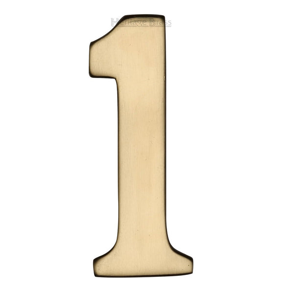 M.Marcus Self Adhesive Numeral '1' 51mm (2") - Polished Brass