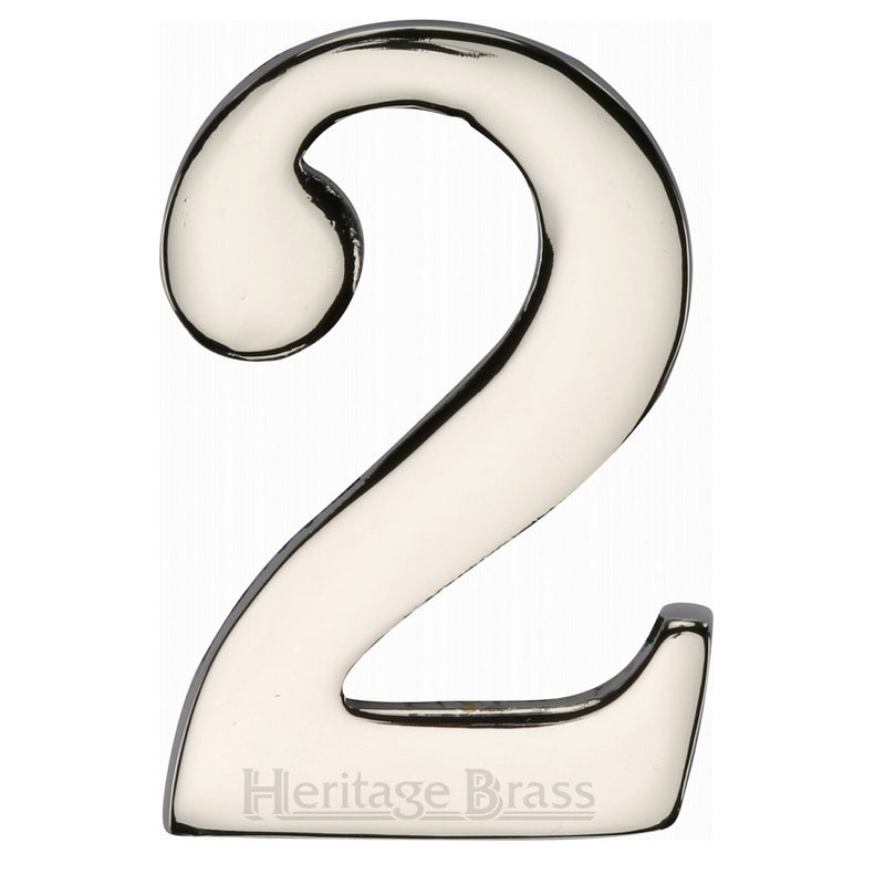M.Marcus Self Adhesive Numeral '2' 51mm (2") - Polished Nickel