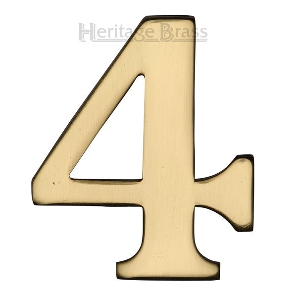 M.Marcus Self Adhesive Numeral '4' 51mm (2") - Polished Brass