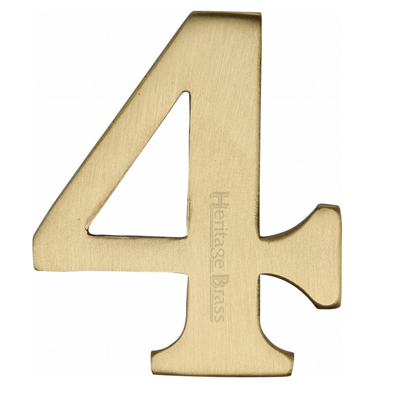 M.Marcus Self Adhesive Numeral '4' 51mm (2") - Satin Brass