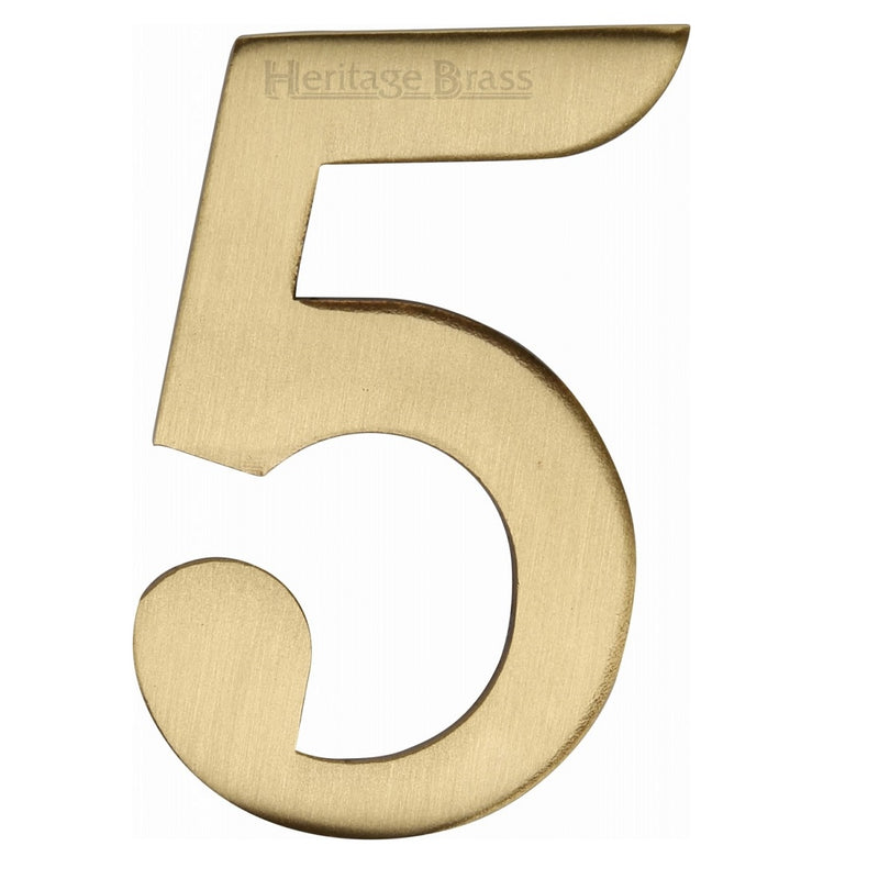 M.Marcus Self Adhesive Numeral '5' 51mm (2") - Satin Brass