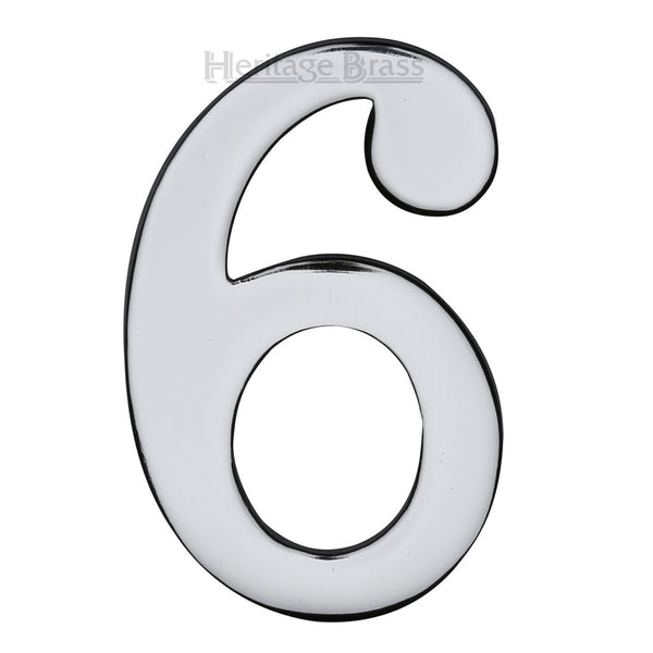 M.Marcus Self Adhesive Numeral '6' 51mm (2") - Polished Chrome