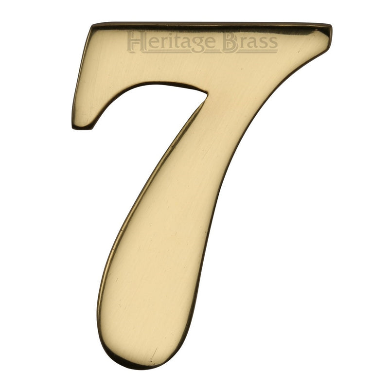 M.Marcus Self Adhesive Numeral '7' 51mm (2") - Polished Brass