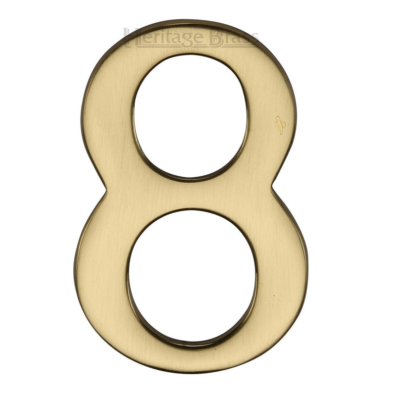 M.Marcus Self Adhesive Numeral '8' 51mm (2") - Polished Brass