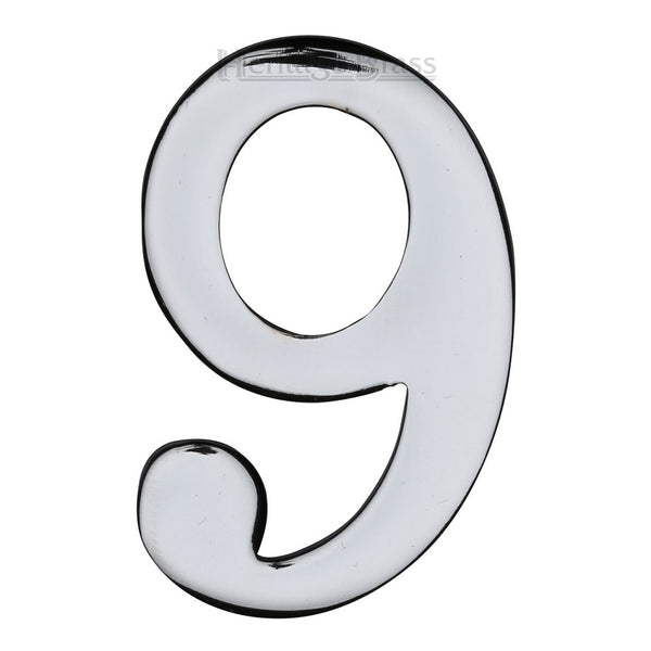 M.Marcus Self Adhesive Numeral '9' 51mm (2") - Polished Chrome