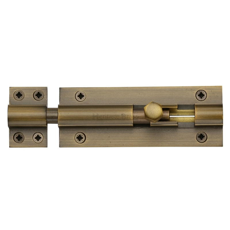 M.Marcus Straight Door Bolt - 102mm (4") - Antique Brass