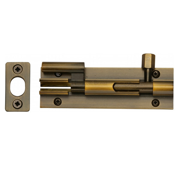 M.Marcus Necked Door Bolt - 102mm (4") - Antique Brass