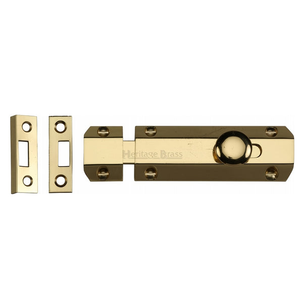 M.Marcus Flat Door Bolt - 102mm (4") - Polished Brass