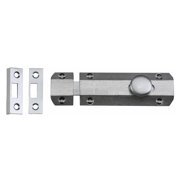 M.Marcus Flat Door Bolt - 102mm (4") - Satin Chrome