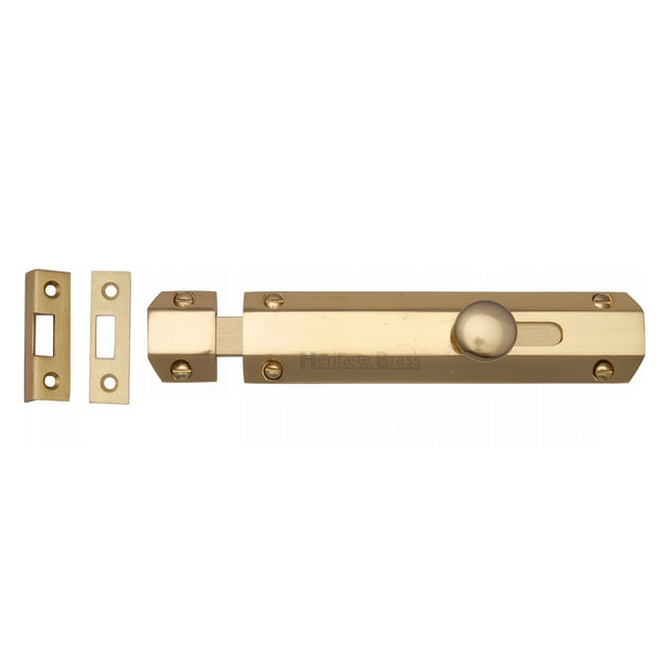 M.Marcus Flat Door Bolt - 152mm (6") - Polished Brass