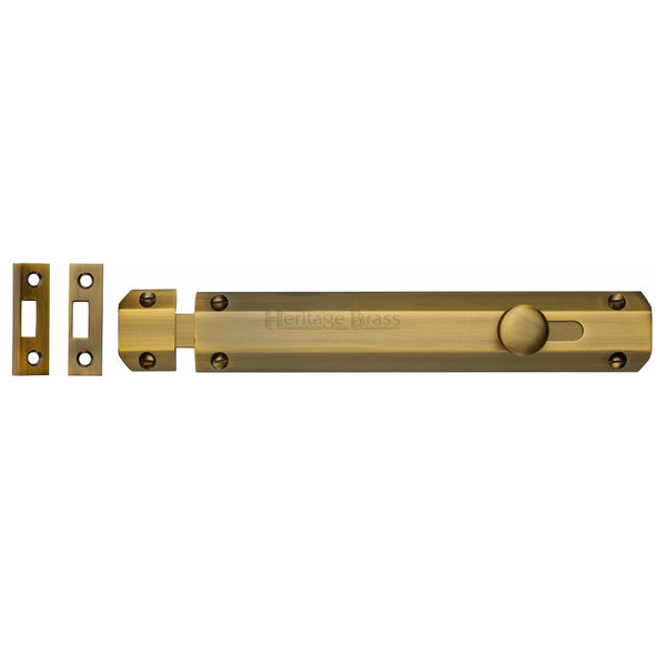 M.Marcus Flat Door Bolt - 203mm (8") - Antique Brass