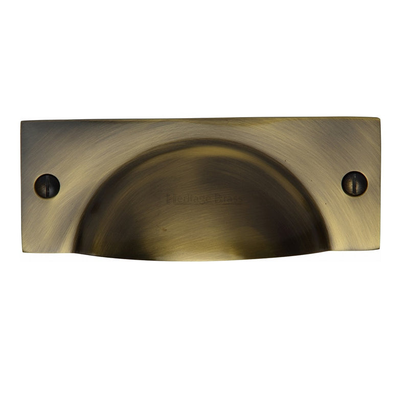 M.Marcus Rectangular Cup Handle Drawer Pull - Antique Brass