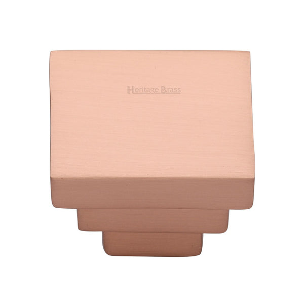 M.Marcus Square Stepped Cabinet Knob - Satin Rose Gold
