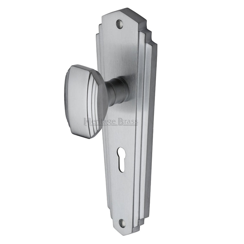 M.Marcus Charlston Lock Handles  - Satin Chrome