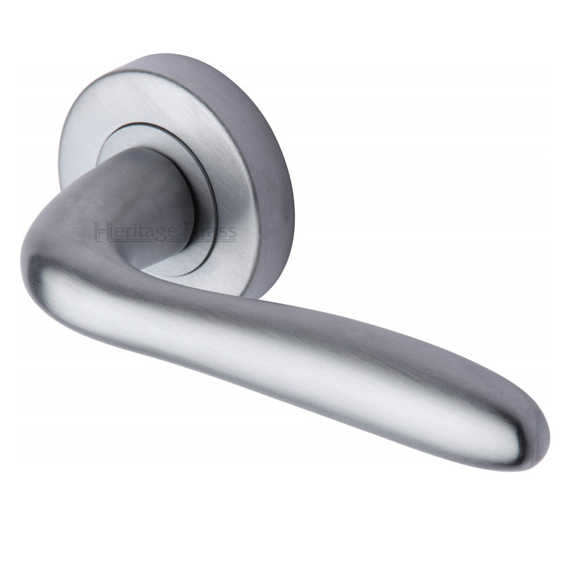 M.Marcus Columbus Lever Handles on Round Rose - Satin Chrome