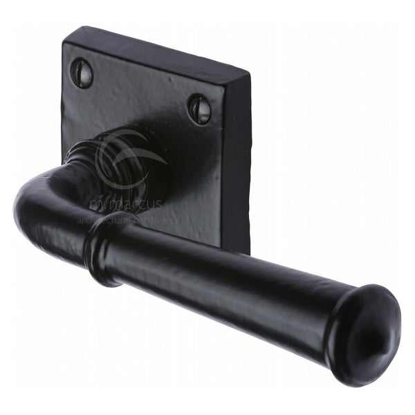 M.Marcus Claverley Lever Handles on Square Rose - Smooth Black Iron